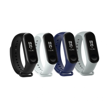 Image 1 of Комплект от 4 силиконови каишки за Xiaomi Mi Band, M3, M4 фитнес гривна, Черна, Бяла, Тъмно синя, Сива (MiBand4-Mix1)