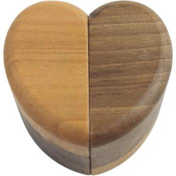 Изящна дървена кутия за пръстени под формата на сърце (6680)