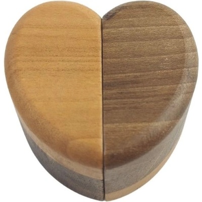 Изящна дървена кутия за пръстени под формата на сърце (6680)