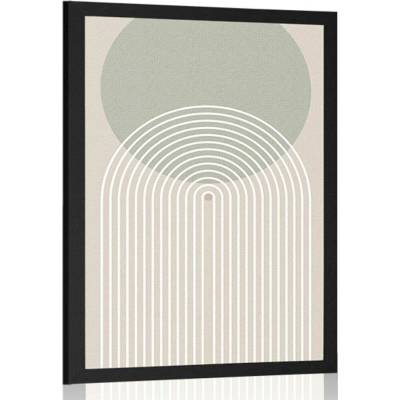 Plakát khaki kruh s duhou Mid-Century - 20x30 no frame