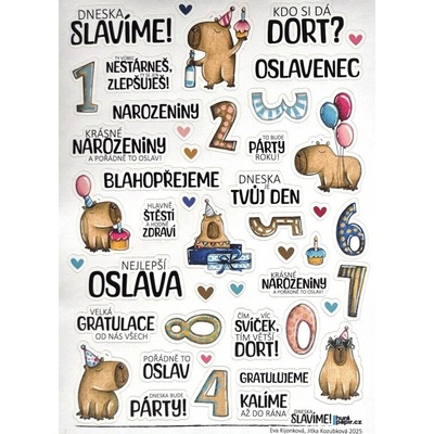 HuráPapír Samolepky A5 - Dneska slavíme! Kapybara – Zboží Dáma