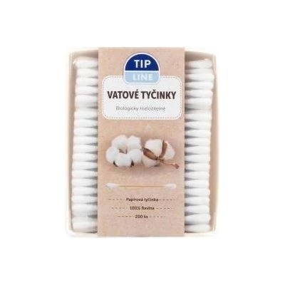 TIP LINE vatové bambusové tyčinky krabička 200 ks