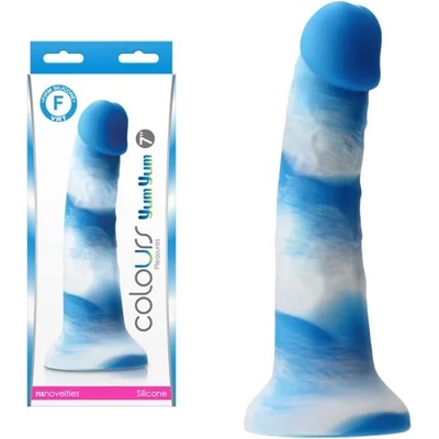 Пенис дилдо от силикон, синьо-бяло, 19, 3см. - Colours Yum Yum (NSTOYS0868)