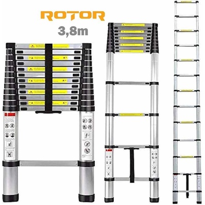 ROTOR Стълба алуминиева, телескопична rotor kme1038, 150 кг, 3.8 метра, 13 стъпала (uni-09134)