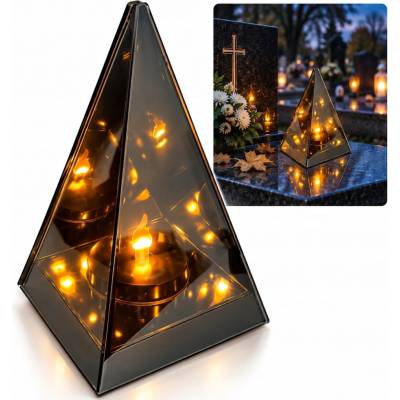 Lampáš sklenený 3D LED ihlan 20 cm