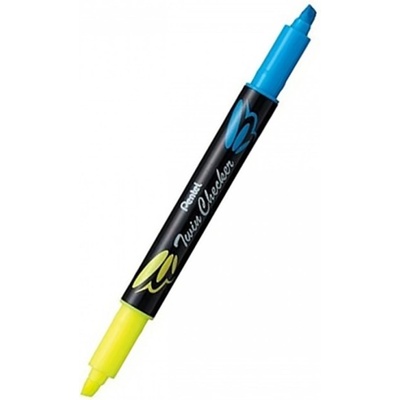 Pentel Двулицев маркер Pentel Twin Checker жълт и син, 1.0 - 3.5 mm, за всички типове хартия