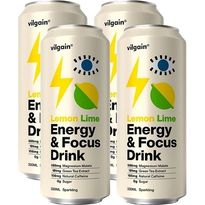 Vilgain Energy & Focus Drink Lemon and lime 4 x 330 ml