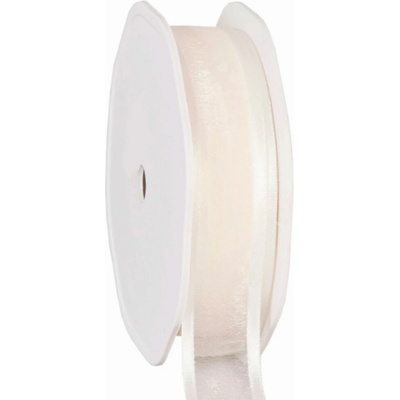 Organza se saténovým lemem 25 mm x 25 m slonová kost