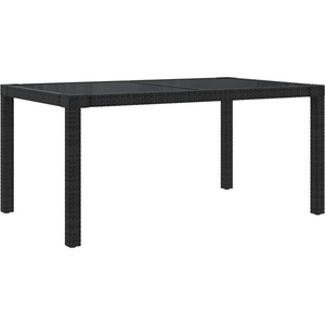  Градинска маса 150x90x75 см закалено стъкло и полиратан черна - elemento - 355,00 лв