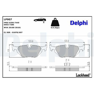 Sada brzdových platničiek kotúčovej brzdy DELPHI LP907
