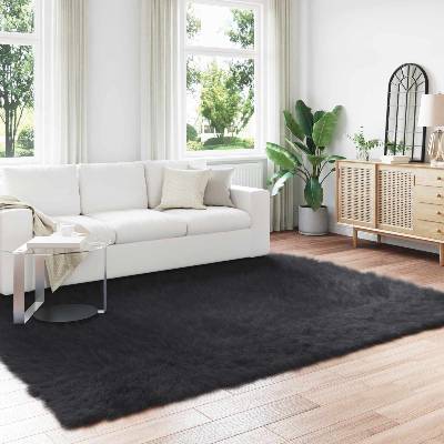 vidaXL Изкуствена овча килим TAFALLA Черно 240 x 340 см Полиестер (42021574)