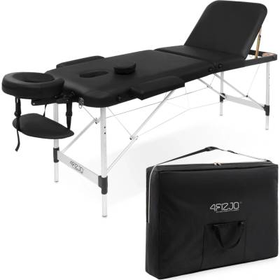 4FIZJO Hliníkový masážny stôl s nastaviteľnou doskou 60 cm čierny
