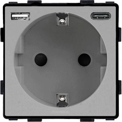 ELMARK Element КОНТАКТ ШУКО 16a С usb a+c, СИВ (195mgsu/gr)