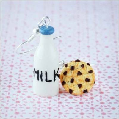 CircusMind náušnice Fimo mléko a sušenka S4765