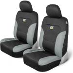 CAT Caterpillar Flexfit Auto Seat Covers for Cars, Trucks, and SUVs, Black, Front Seat Covers, Seat Protectors with Gray Honeycomb Trim, Car Interior Covers, Set of 2 - CASC-2274-GR (CASC-2274-GR)