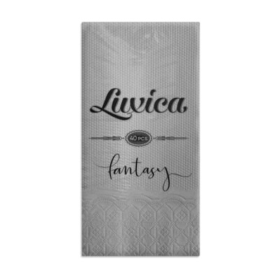 Luxica® Fantasy сиви салфетки с дискретен релеф и фин бордюр 2 слоя | 40 броя Сгъвка 1/8 (282982929)