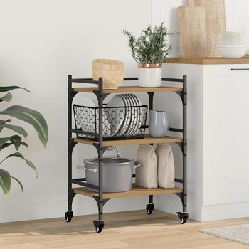 vidaXL Кухненска количка Дъб 50 x 35 x 75.5 см Инженерно дърво (883016)