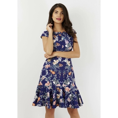 Closet šaty s květy Closet London barevná D3249 modrá