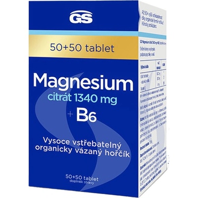 GS Magnesium citrát 1340mg + B6 50 + 50 tabliet