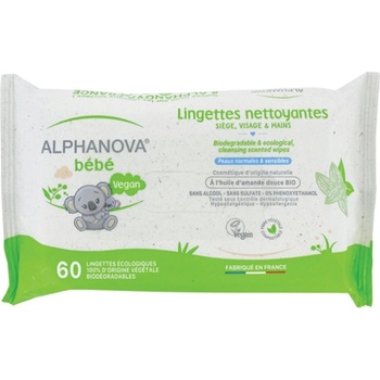 Image 1 of Alphanova Биоразградими почистващи кърпички Alphanova Bebe - 60 броя (3760075070748)
