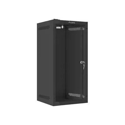 Lanberg Комуникационен шкаф, Lanberg rack cabinet 10" wall-mount 12U/280x310 (flat pack) with glass door black (WF10-2312-10B)