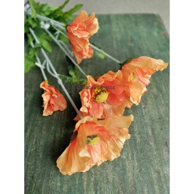 Mica decorations Umělá květina MÁK oranžový 71 cm