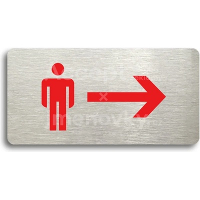 ACCEPT Piktogram WC MUŽI VPRAVO - stříbrná tabulka - barevný tisk bez rámečku