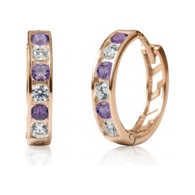 Couple Dívčí kruhové náušnice Elaxi II růžové zlato s fialovými zirkony 6680364-4-11-5