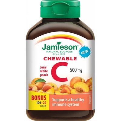 Jamieson Vitamín C 500 mg tablety na cucání s příchutí broskve 120 tablet