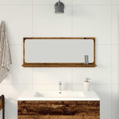 vidaXL Огледален рафт Старо дърво 90 x 10, 5 x 37 cm Инженерно дърво (862526)