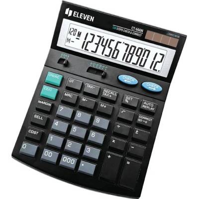 Eleven kalkulačka CT666N, černá, stolní s výpočtem DPH, dvanáctimístná, , automatické vypnutí