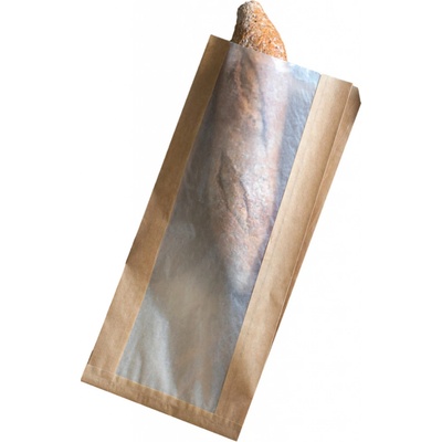 BIO Papierový sáčok hnedý s papierovým okienkom 16x7,5/8x35 cm, 100ks