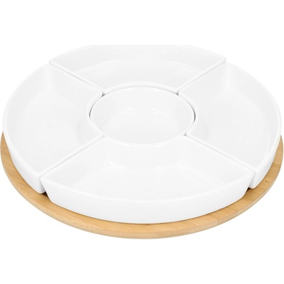 Homla Servírovací talíř FINCAN s bílými miskami a otočným podnosem 30 cm 984727