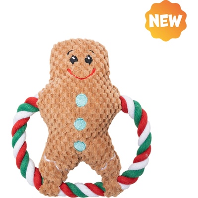 Uniq Pets Squeakies ťahadlo na krúžky snehuliak s pištičkou 20 x 20 cm