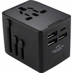 Techsuit Захранване с 1xUSB-C и 3xUSB-A изхода и преходници за цял свят в едно устройство за мобилни устройства - Techsuit Travel Adapter (HHT520) 15W (черен) (KF2331137)