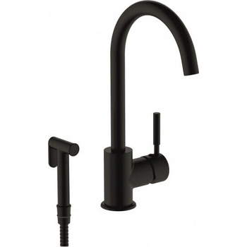 Image 1 of Inter Ceramic Месингов кухненски смесител icf 719612b - стоящ, черен мат с месингова слушалка (719612b)