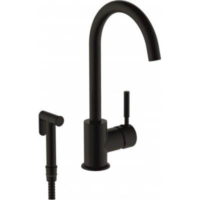 Inter Ceramic Месингов кухненски смесител icf 719612b - стоящ, черен мат с месингова слушалка (719612b)