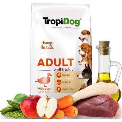 Tropidog Premium Adult Small Breeds s kačkou a ryžou 8 kg
