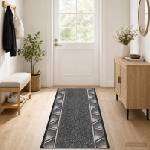 vidaXL Килим с пътека FLORNES Тъкан Сиво 100 x 350 cm ПП 7 mm (42057419)