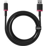 Baseus - Кабел за данни Dura Series (P10377801U01-03) - USB към Lightning, бързо зареждане, 2.4A, 480Mbps, найлон, 2 м - червен / черен