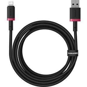 Baseus - Кабел за данни Dura Series (P10377801U01-03) - USB към Lightning, бързо зареждане, 2.4A, 480Mbps, найлон, 2 м - червен / черен