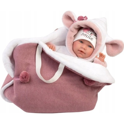 Llorens New Born holčička v bílé zavinovačce 42 cm 74022