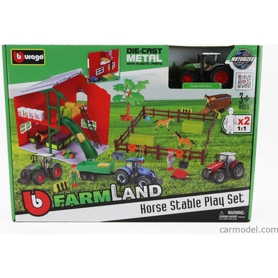 Bburago Fendt Set Farm Horse Stable Play Vario 1050 Tractor 2016 Zelená 1:50