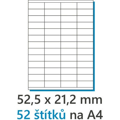 EkoToner etikety Samolepiace 52,5x21,2/100 listov A4 biela