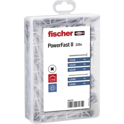 Fischer Meisterbox PowerFast II SK PZ 562279 sada skrutiek do drevotriesky krížová dražka Pozidriv ocel glavanizova