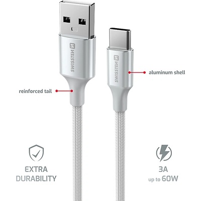 Swissten 71521310 USB / USB-C, 1,5m, bílý