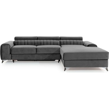 Eltap Тъмносив кадифен разтегателен ъглов диван с място за съхранение (десен ъгъл) Grayson - ELTAP (CO-GRA-RT-04NU)