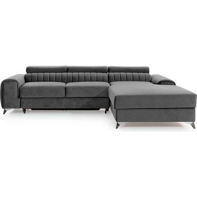 Eltap Тъмносив кадифен разтегателен ъглов диван с място за съхранение (десен ъгъл) Grayson - ELTAP (CO-GRA-RT-04NU)