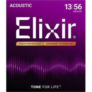 Elixir Струни за акустична китара 13-56 ELIXIR 16202 NANOWEB Phosphor Bronze Medium