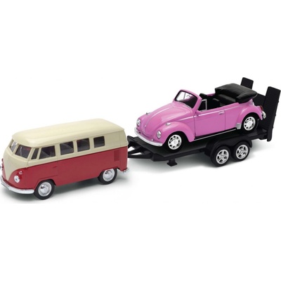 Welly Autovlek Volkswagen T1 + Volkswagen Beetle 1:34
